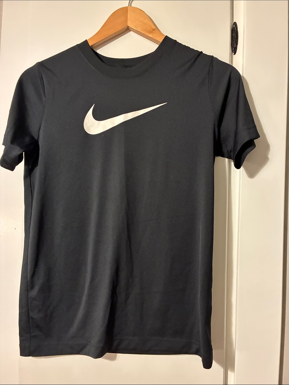 Nike Black Short-Sleeve Performance Tee with White Swoosh